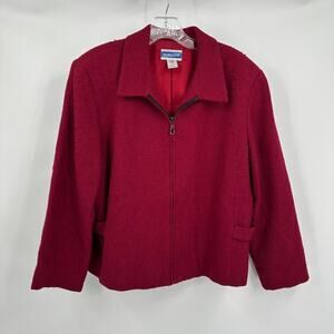 Vintage Womens Pendleton Wool Blend Jacket Size 16 Burgundy Zip Classic Timeless